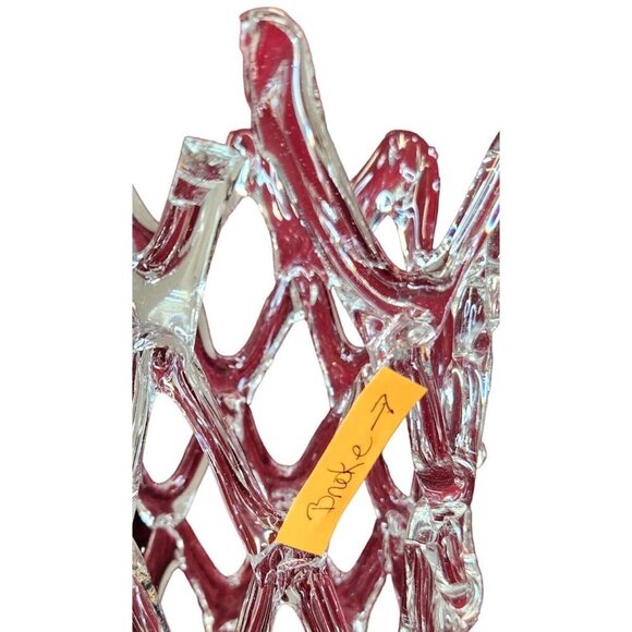 Murano Glass LATTICE WEB Art Glass Vase MCM Hand Blown Pulled Glass 13.5 X 6 IN - Picture 7 of 9